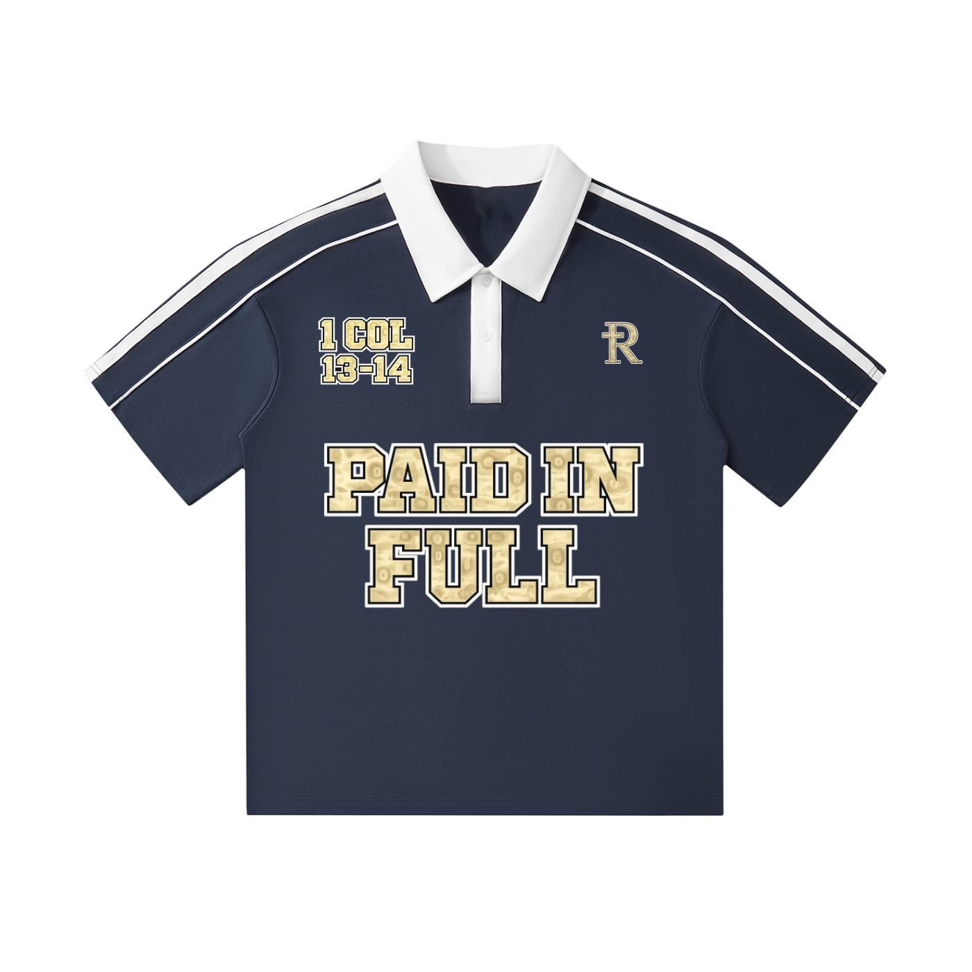 PAID IN FULL boxy polo w/ stripes
