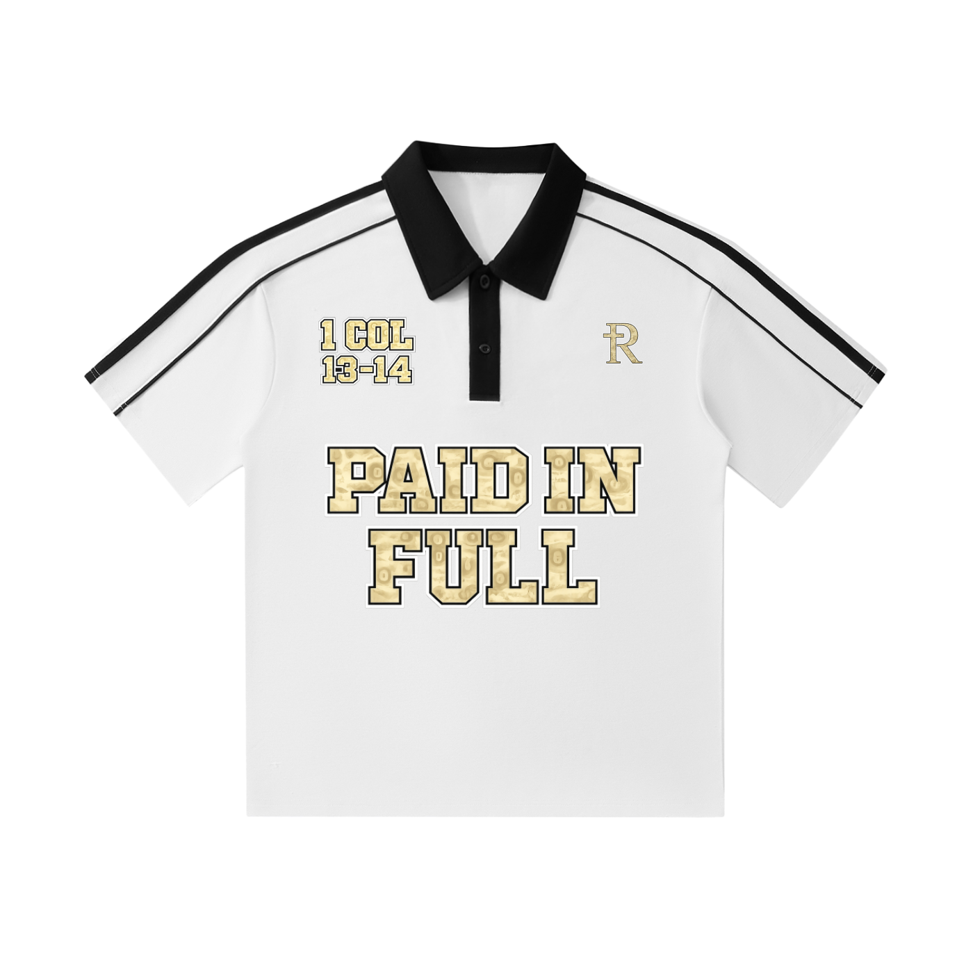PAID IN FULL boxy polo w/ stripes