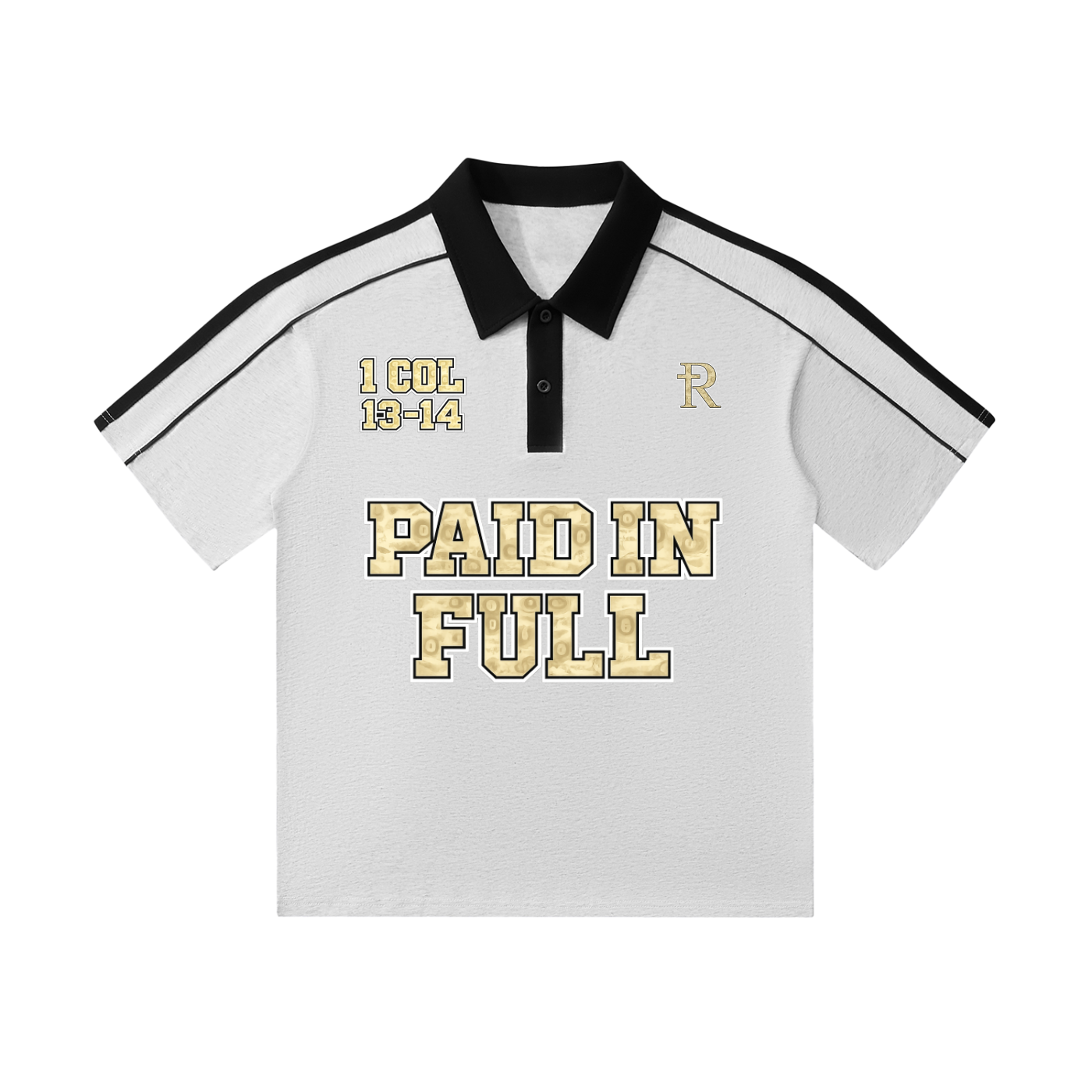 PAID IN FULL boxy polo w/ stripes